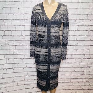 Free People Womens Black Cozy Up Striped Knit Cardigan Dress Size Small